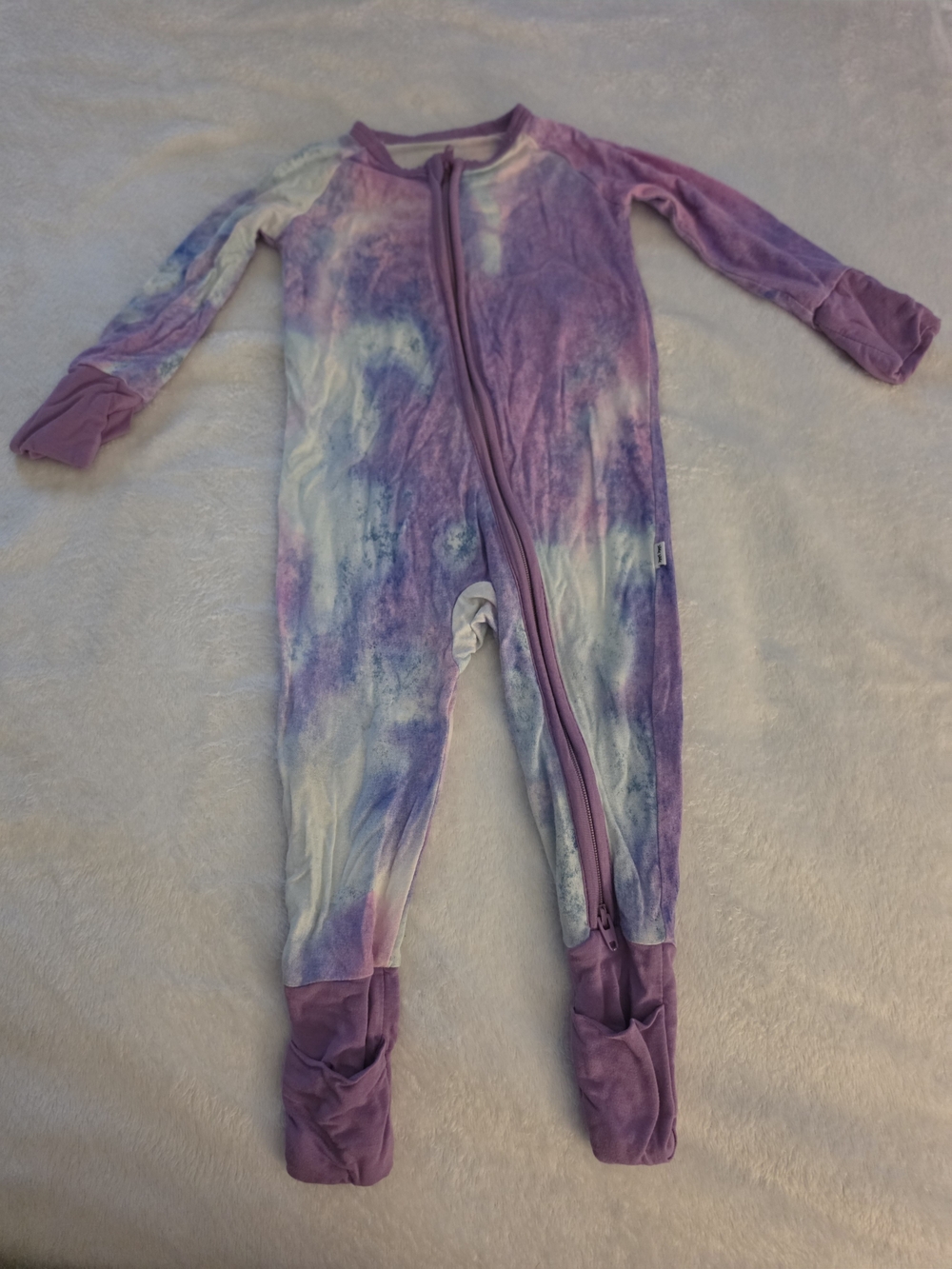 Little Sleepies Purple Watercolor Bamboo Zippy 3-6m